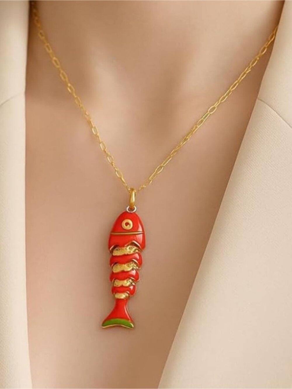 Red Fish Pendant Necklace